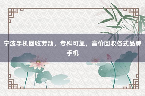 宁波手机回收劳动，专科可靠，高价回收各式品牌手机