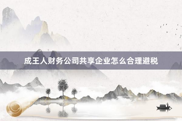 成王人财务公司共享企业怎么合理避税